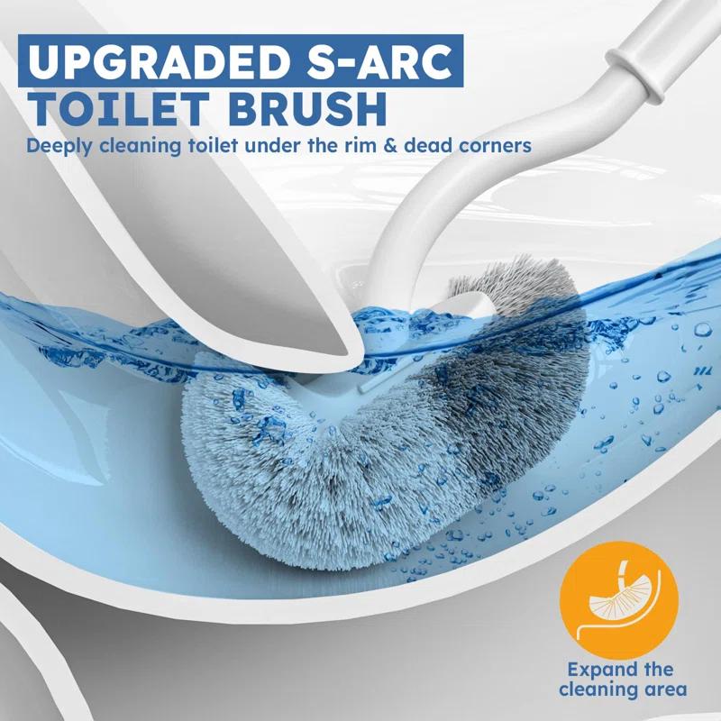 TUHOME FURNITURE LLC 2-Pack Toilet Brush And Holder With Extra Long Handle, White