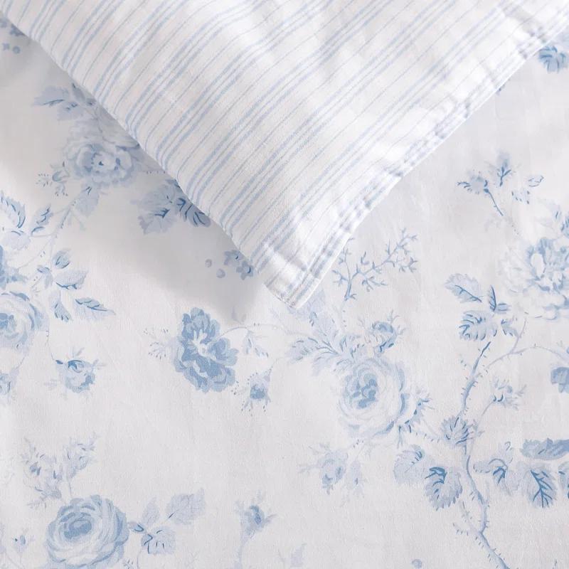 Laura Ashley Evie Laura Ashley Blue Cotton Comforter Reversible Set
