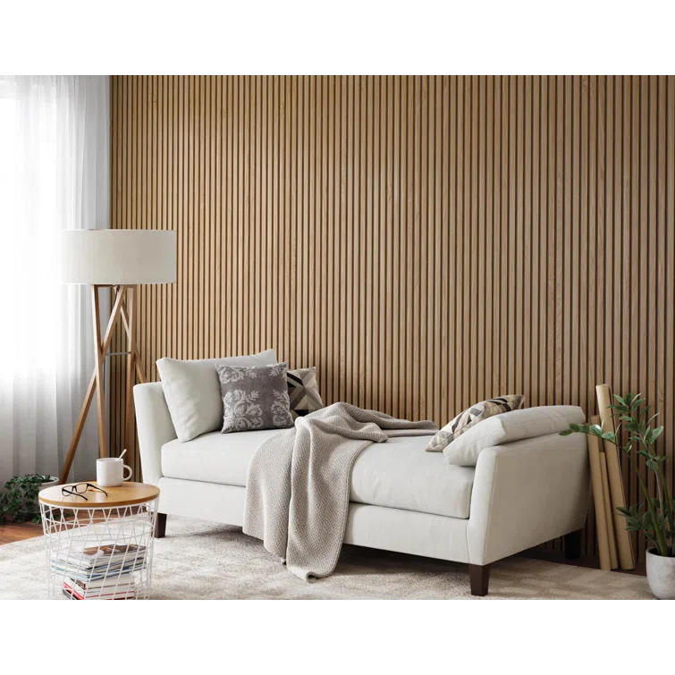 Sunwings 94.5'' L x 23.6'' W Acoustic Wood Slat Wall Paneling, 3D Decorative Shiplap Soundproof Panel (Set of 2)