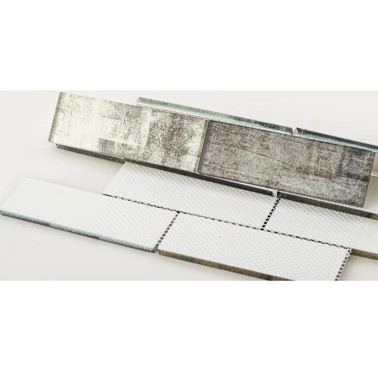 Andova Migdal 2'' x 6'' Glass Brick Joint Mosaic Kitchen Backsplash, Bathroom, Shower, Wall and Floor Tile