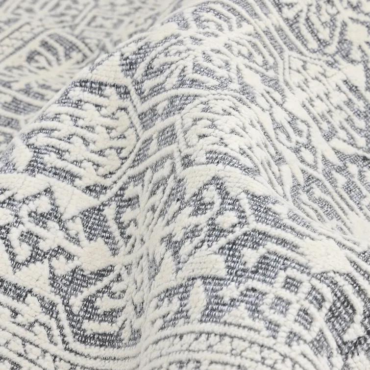 Elegant Hand-Knotted Wool-Viscose Blend Gray Area Rug, 9' x 12'
