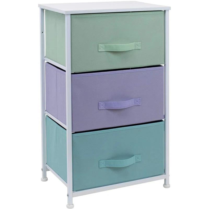Sorbus Sorbus 3 Drawers Nightstand with Steel Frame and Wood Top in Pastel