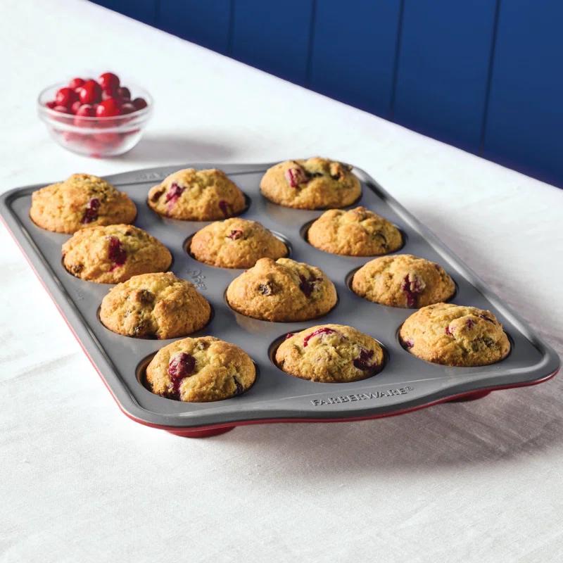 Red Nonstick 12-Cup Mickey Mouse Muffin Pan