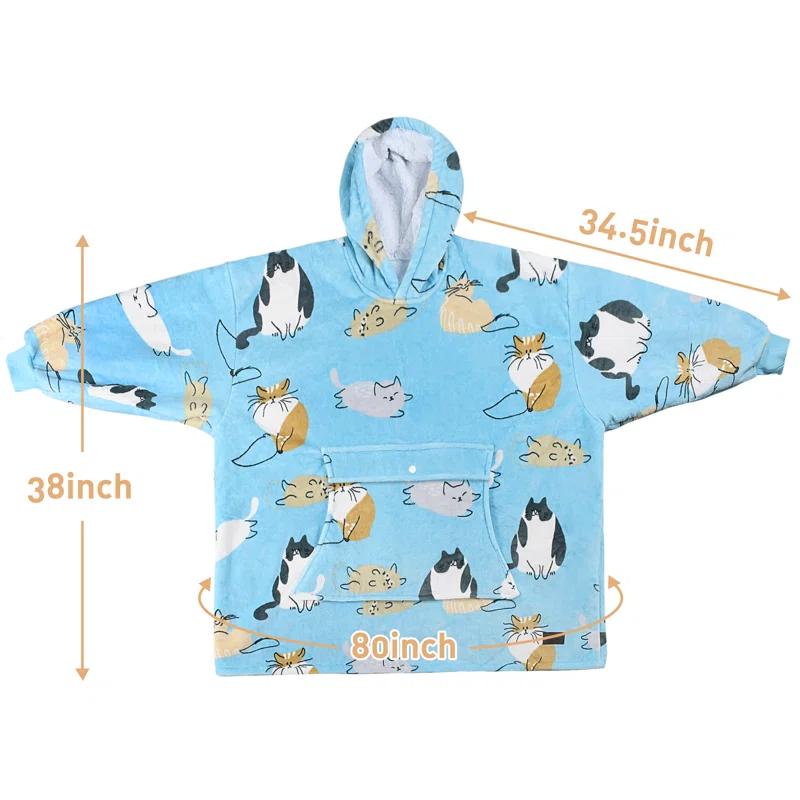 Catalonia Catalonia Oversized Hoodie Blanket Sweatshirt, Wearable Fleece Giant Pullover for Men Women