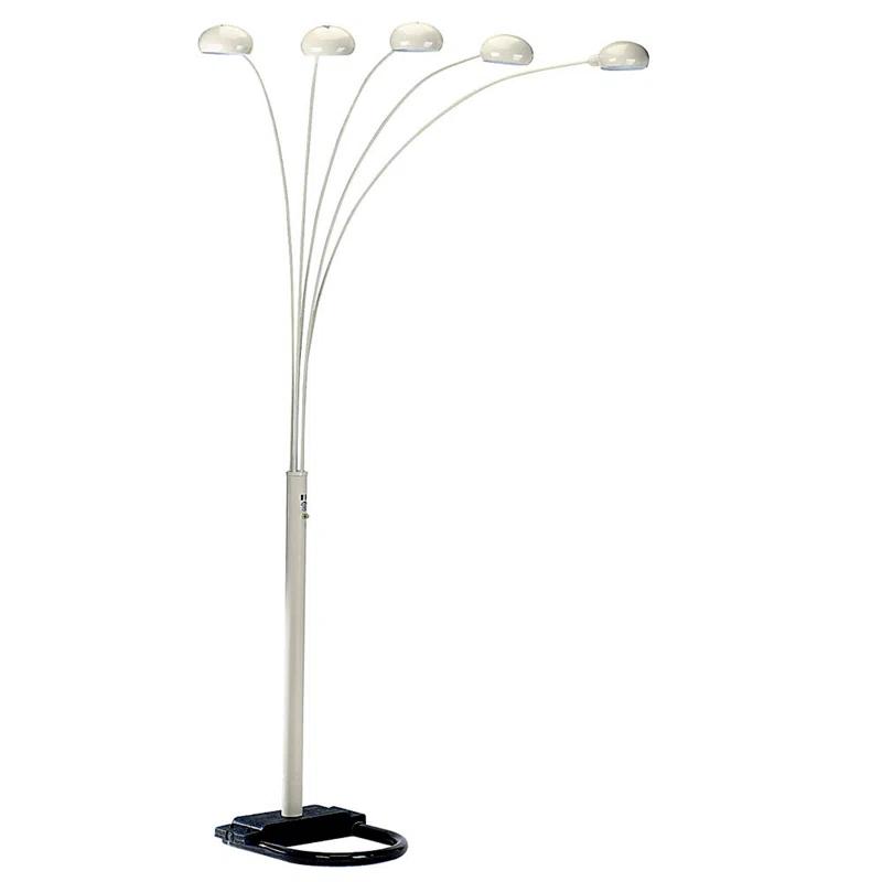 Orren Ellis 84" White Five Light Arc Floor Lamp With White Dome Shade