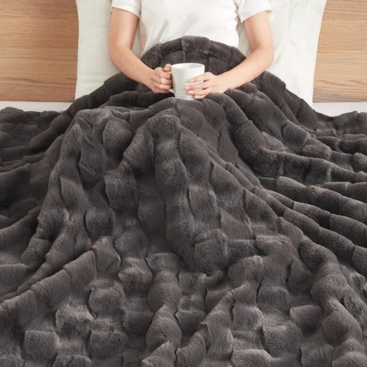 Madison Park Vivienne Faux Fur Throw