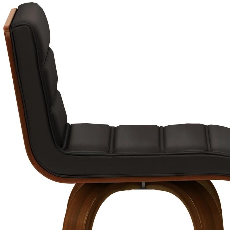 Simpli Home Roland Swivel Upholstered Mid-Century Modern Stool with Padded Seat and Back