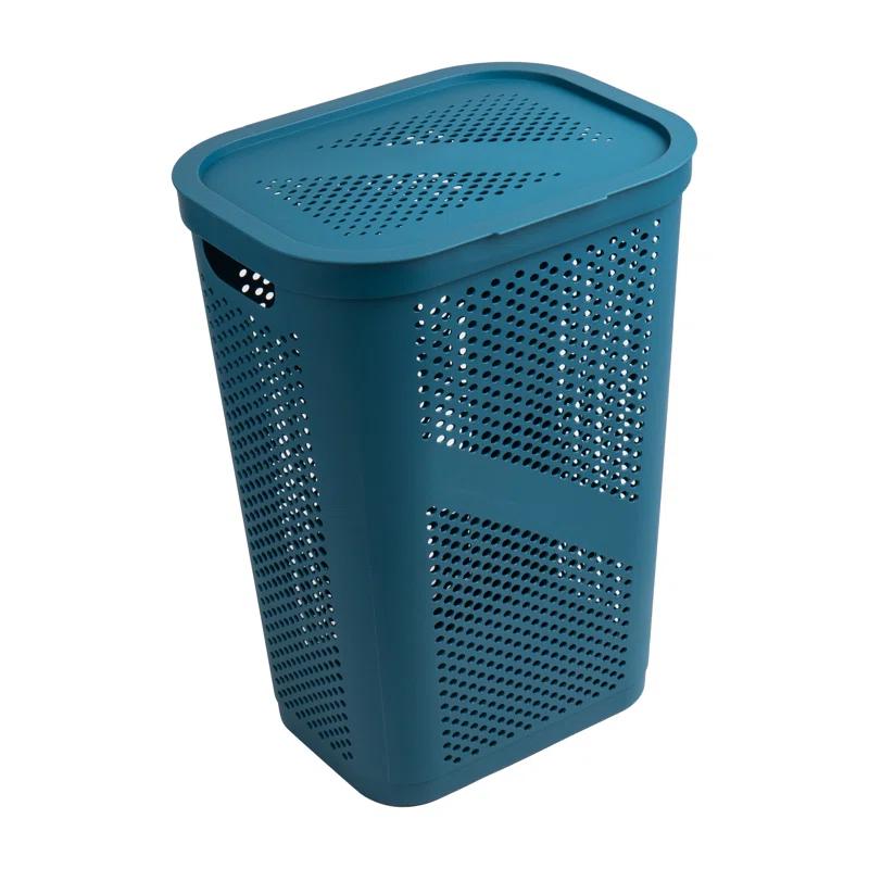 Mind Reader Mind Reader 60L Slim Laundry Hamper, Clothes Basket, Lid, Ventilated, Plastic, 17.25"L x 13.75"W x 23.5"H, 2-Pack