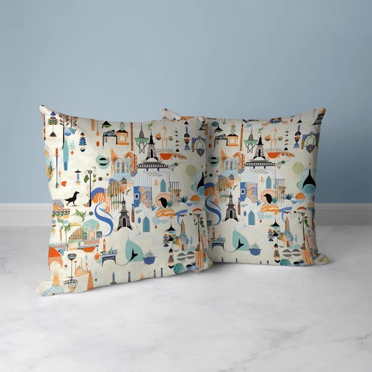 Amrita Sen Palace Portraits Reversible Throw Pillow