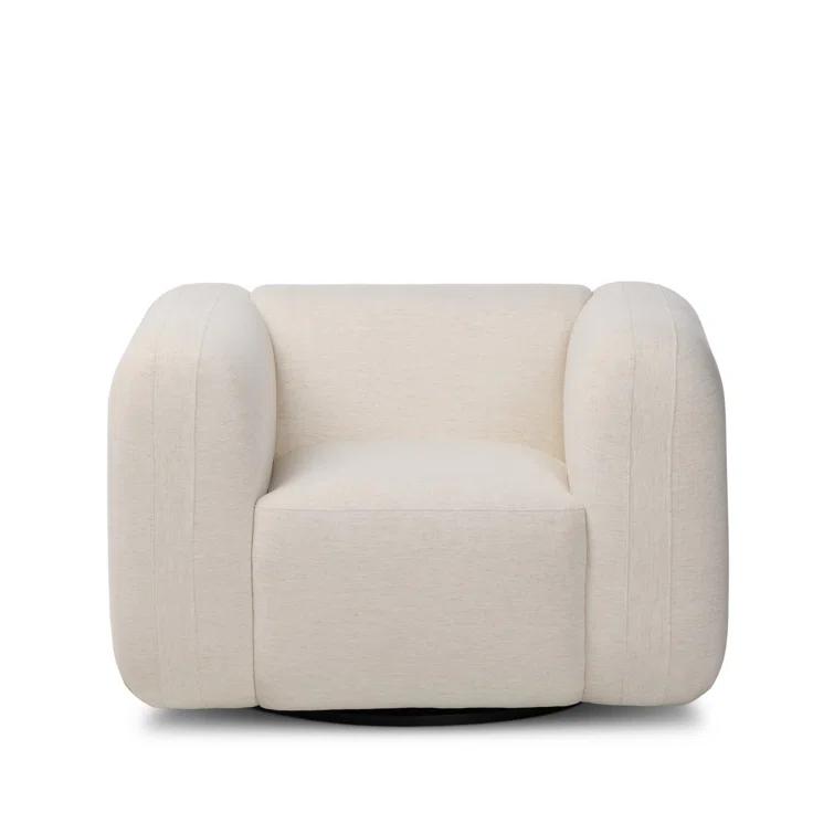 Nara 35.5'' Luxurious Brown Swivel Armchair with Soft Upholstery
