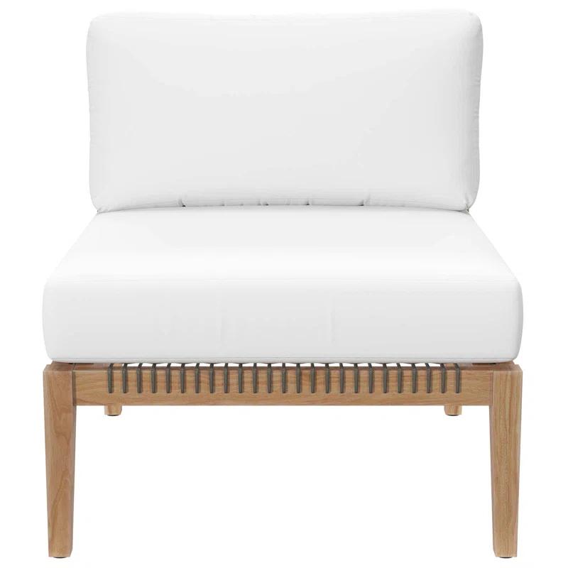 Modway Clearwater Outdoor Patio Teak Wood 6-Piece Sectional Sofa