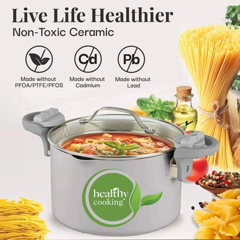 Gotham Steel Gotham Steel Stock Multipurpose Pasta Pot with Strainer Lid & Twist and Lock Handles