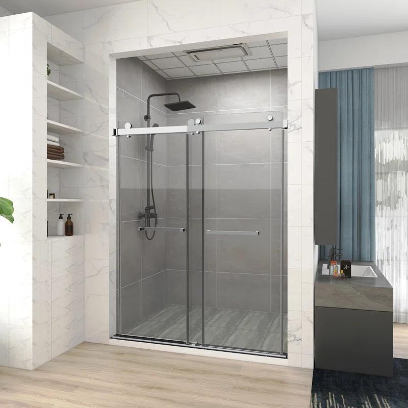 HHK HOME 60'' W 76'' H Frameless Rectangle Shower Enclosure HHKSS04-CH-6076