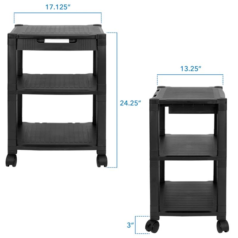 Mount-It! Adjustable Mobile Printer Stand with Drawer, 4 Swivel Wheels and Cable Management