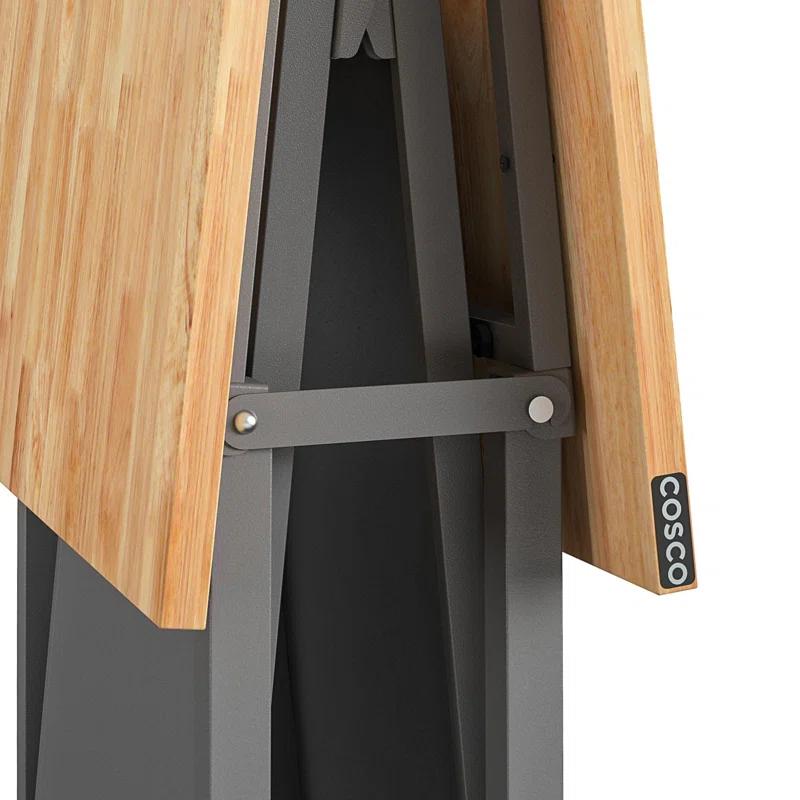 COSCO SmartFold Butcher Block Portable Workbench / Folding Utility Table (Gray Steel Frame)
