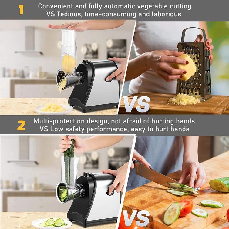 Himimi Electric Cheese Grater, Cutter, Slicer Shredder, 250W Salad Maker Shooter with 5 Free Attachments