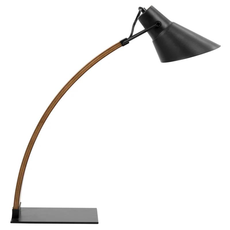 Ivy Bronx Noah Mid-Century Modern Table Lamp In Walnut And Black