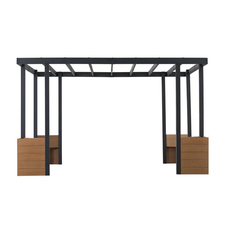 Sunjoy Sunjoy Marbella Pergola 10 x 12 ft. Outdoor Black Steel Frame Pergolas All-Season Durability High-Wind Rating for Outdoor Patio Deck Garden