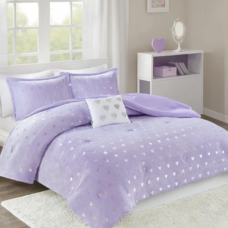 Intelligent Design Rosalie Metallic Printed Plush Comforter Set