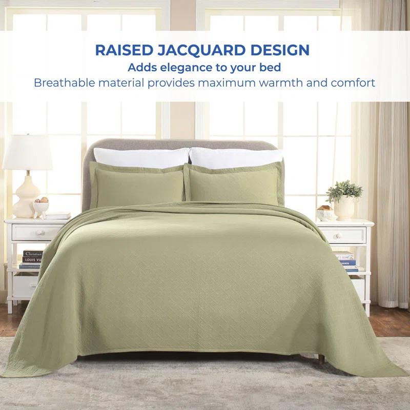 Superior Superior Cotton All Season Basketweave Medium Weight Bedspread Set with Shams