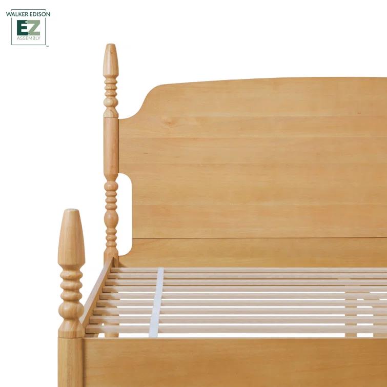 Walker Edison Vivienne Traditional Easy Assembly Solid Wood Turned Spindle Bed