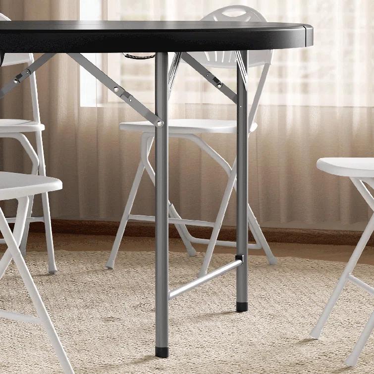 Plastic Round Folding Table, Portable Foldable Party Banquet Table for Camping Dining Outdoor Picnic