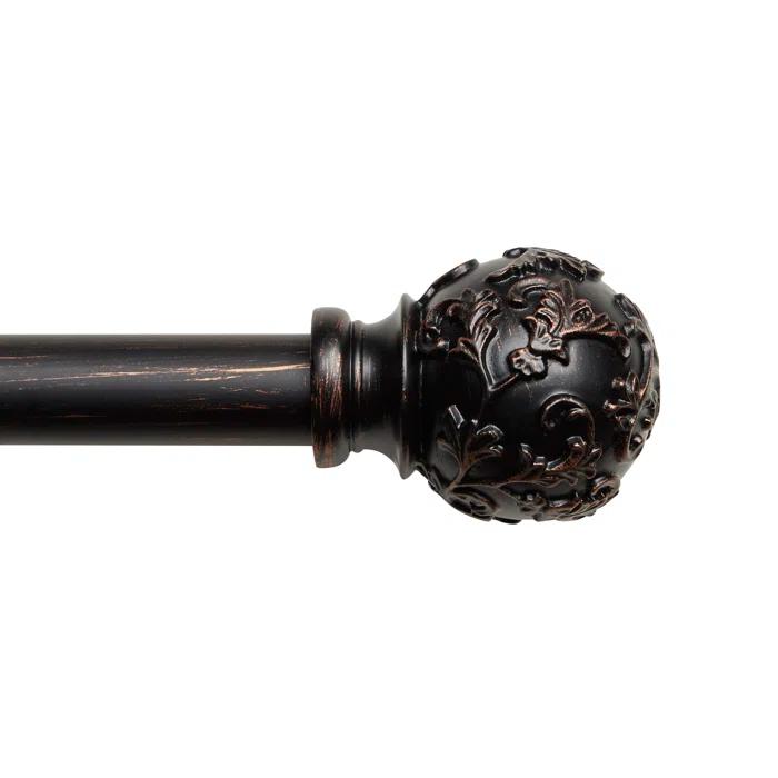Jewett Exclusive Home Vine 1" Curtain Rod and Coordinating Finial Set, Adjustable