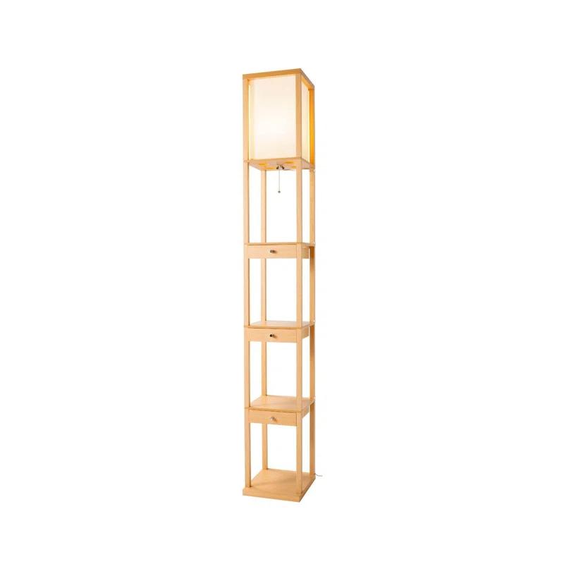 Latitude Run® 72" Column Floor Lamp With Shelves and 3 Drawers