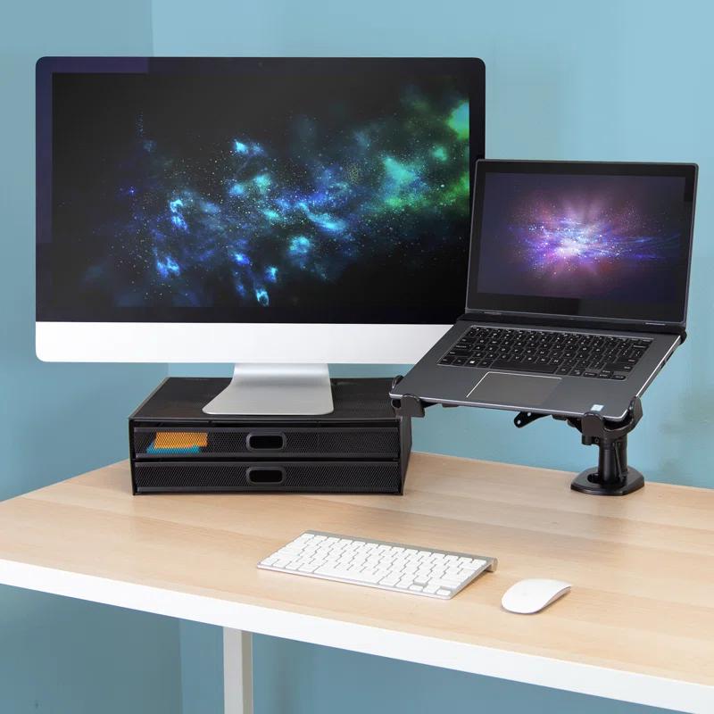 Mount-it Mount-It! VESA Clamp On Laptop Tray Notebook Holder Arm with Safety Strap and Safety Ledge Stopper