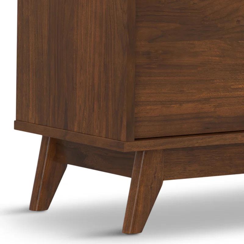 Simpli Home Lennon 72"W Solid Wood Mid-Century Modern Low TV Stand for TVs up to 80" with Storage