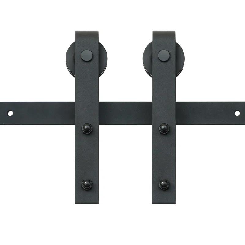 Black Steel Single Door Barn Door Hardware Kit Standard Single