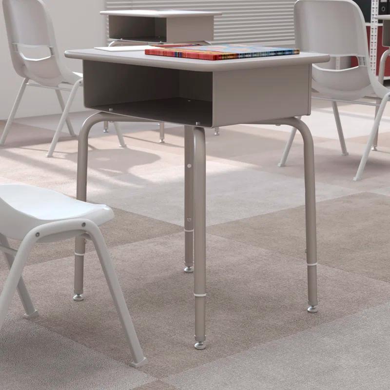 Flash Furniture Goddard Height-Adjustable Open Front Student Desk with Metal Book Box