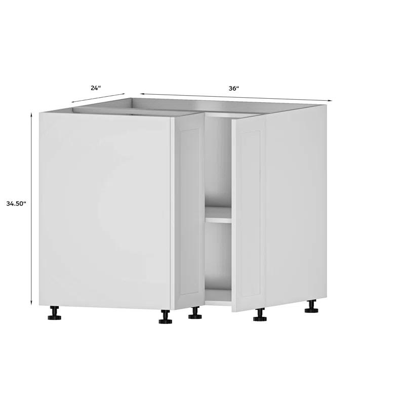 Cambridge Quick Assemble Modern Style, Shaker White 36 in. Lazy Susan Base Kitchen Cabinet