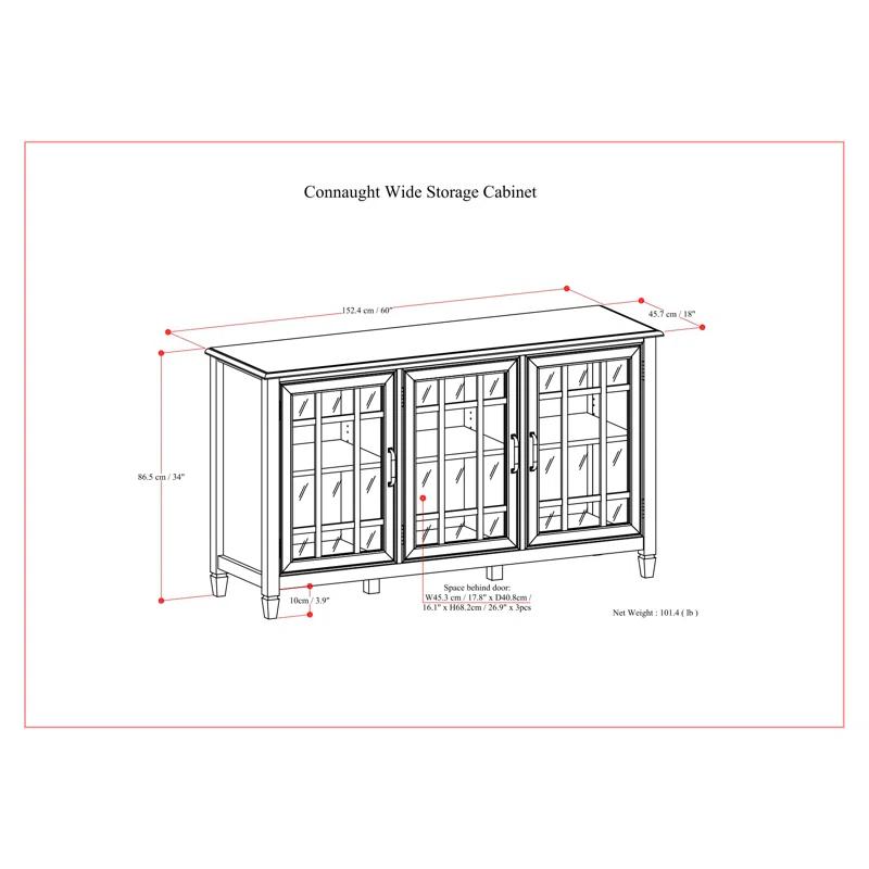 Simpli Home Connaught Wide Storage Cabinet Buffet