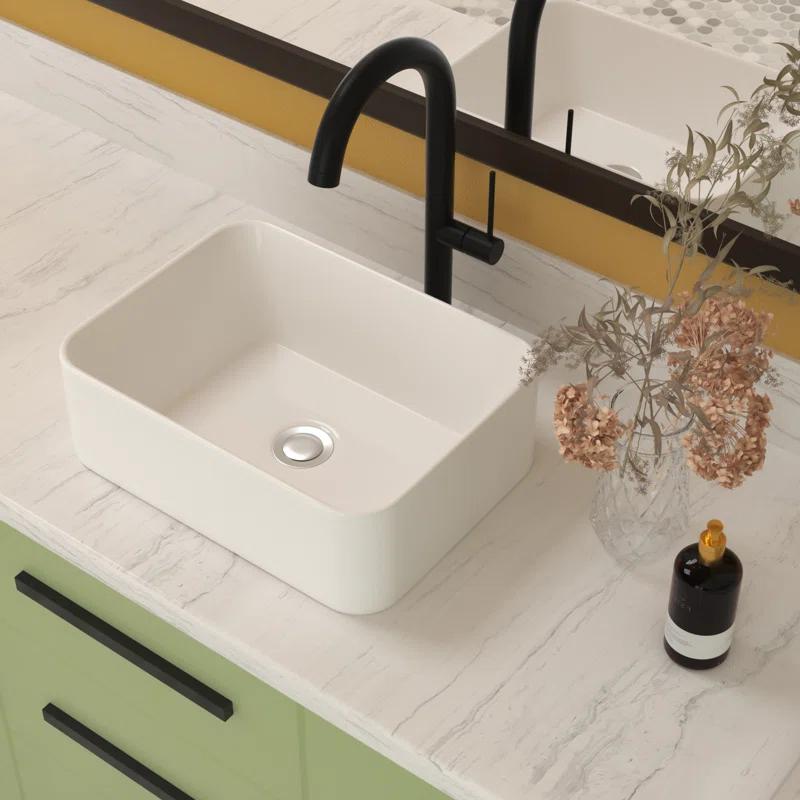 walterwork 16"x12" Ceramic Boat Shape Bathroom Sink