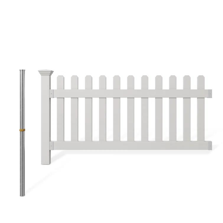 WamBam No-Dig Fence 3ft H x 6ft W (1 Panel + 1 Post) No Dig WamBam Newport Fence Kit, White Vinyl Picket Fence, Easy Install Outdoor Fence for Backyard or Patio, DIY Decorative Fencing, ZP19002