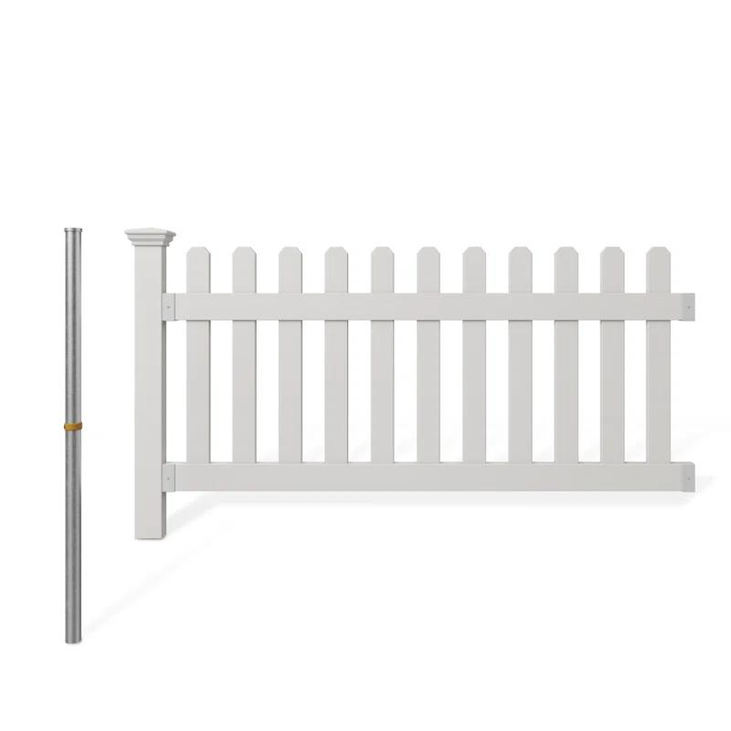 WamBam No-Dig Fence 3ft H x 6ft W (1 Panel + 1 Post) No Dig WamBam Newport Fence Kit, White Vinyl Picket Fence, Easy Install Outdoor Fence for Backyard or Patio, DIY Decorative Fencing, ZP19002