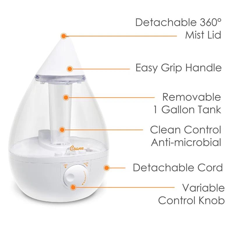 Crane USA Drop Cool-Mist Humidifier, 1 Gal.