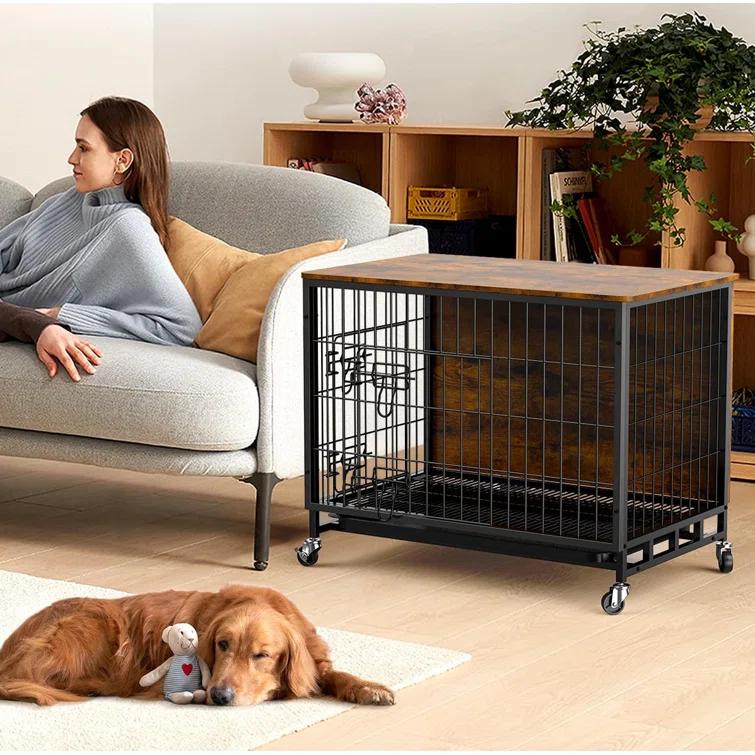 Tucker Murphy Pet™ Dog Crate Furniture, Removable Tray And Wheels