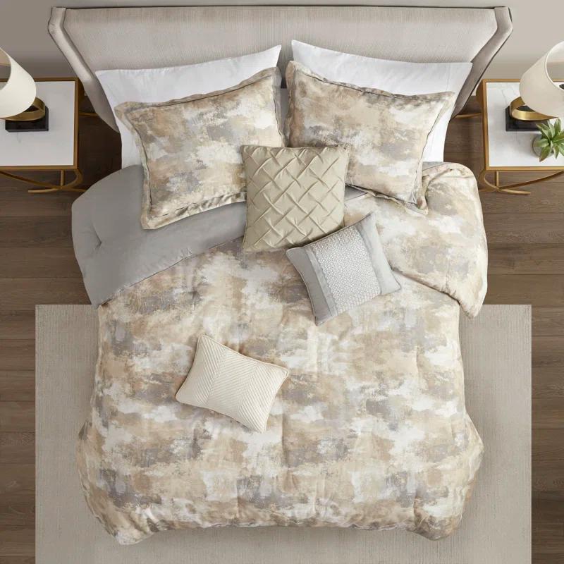 Madison Park Beacon 7 Piece Textured Cotton Blend Comforter Set & Reviews | Wayfair