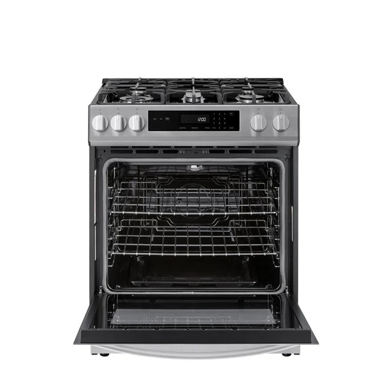 Kenmore 5.6 cu. ft. Front-Control Gas Range with 5 Burners and Hidden Bake Stainless Steel