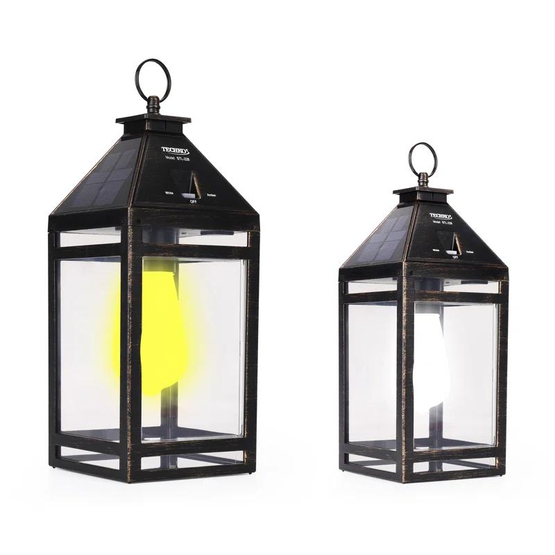 Techko 12.88 Outdoor Vintage Solar LED Lantern with Auto Dawn-to-Dusk Sensor