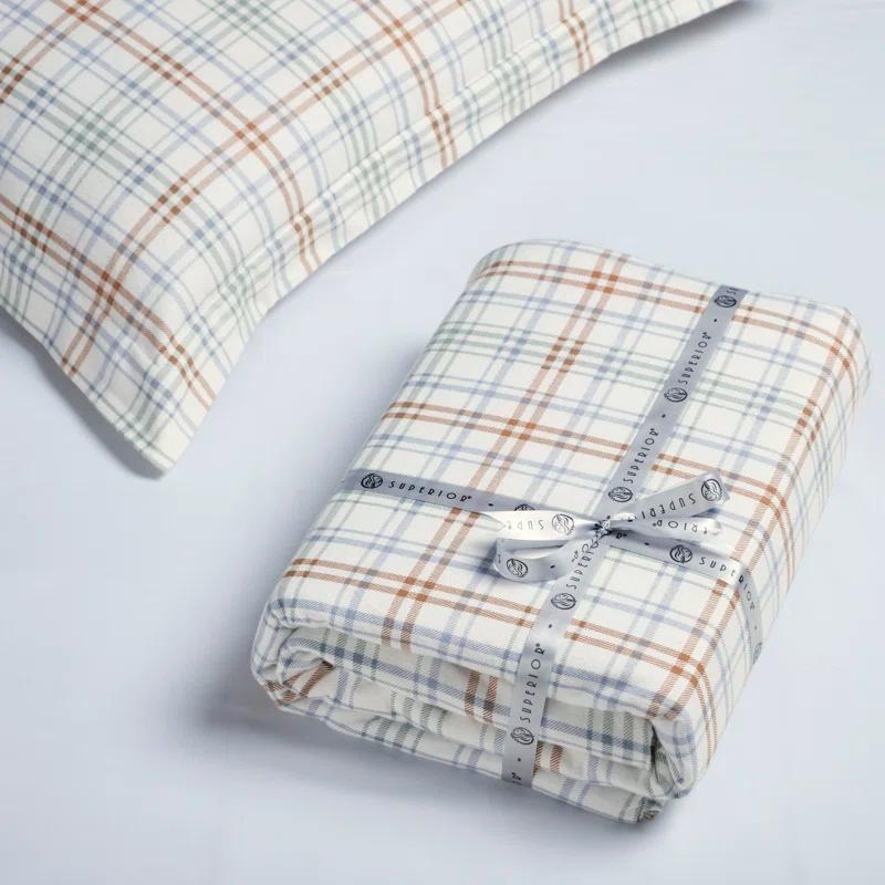 Superior Plaid Flannel Cotton Classic Modern Farmhouse Duvet Cover Set