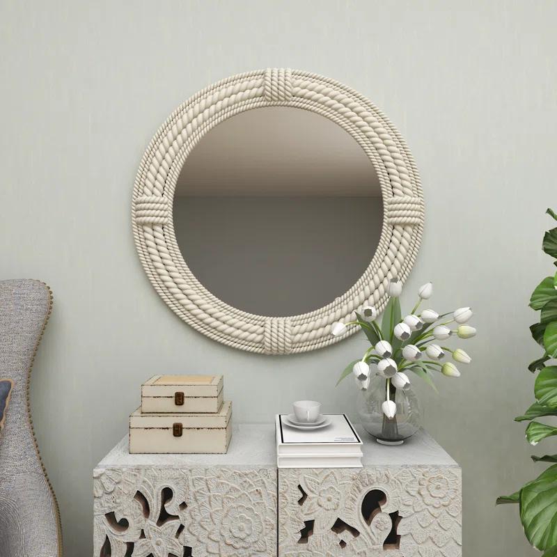 Birch Lane™ Frony Wooden Coiled Rope Room Wall Mirror with Wrapped Rope Accents