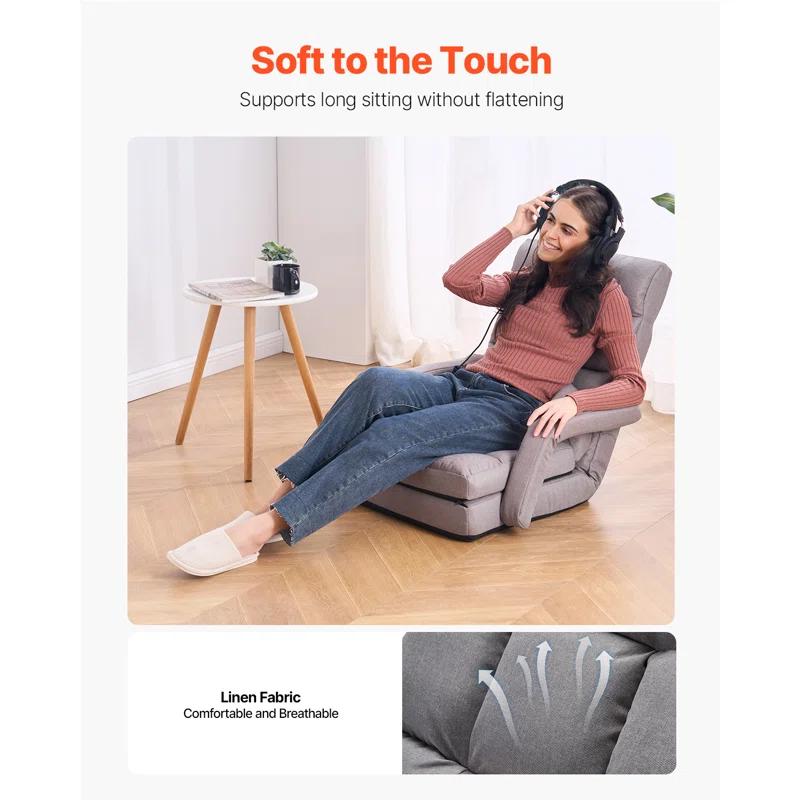 Trule Floor Chair with 5 Adjustable Position and Armrest Floor Gaming Chair Gray