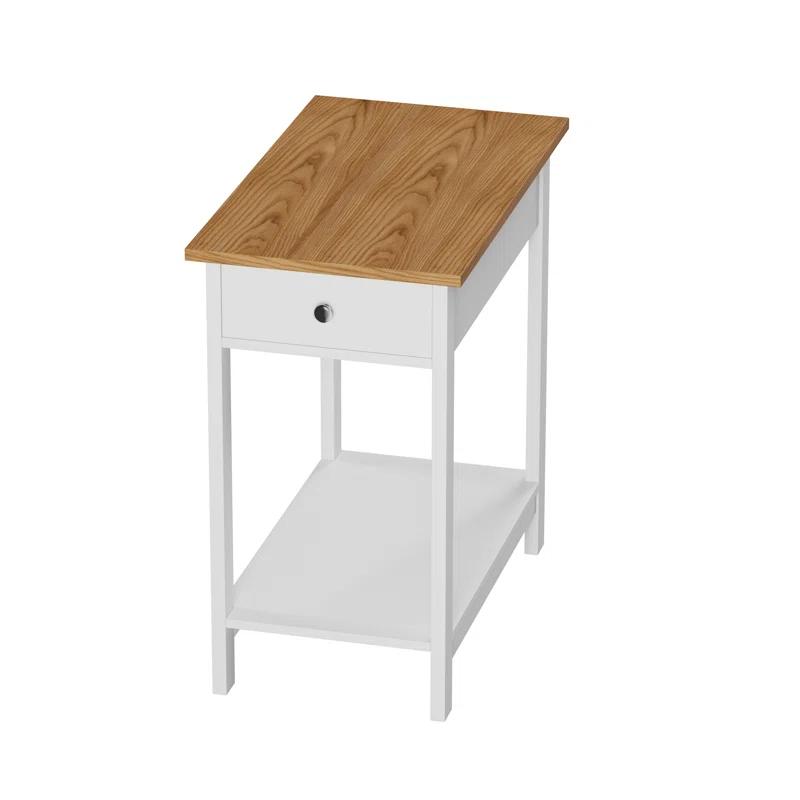 Lavish Home Small Side Table with Drawer - Nightstand with Shelf for Bedroom or Dorm - Narrow End Table for Living Room or Entryway