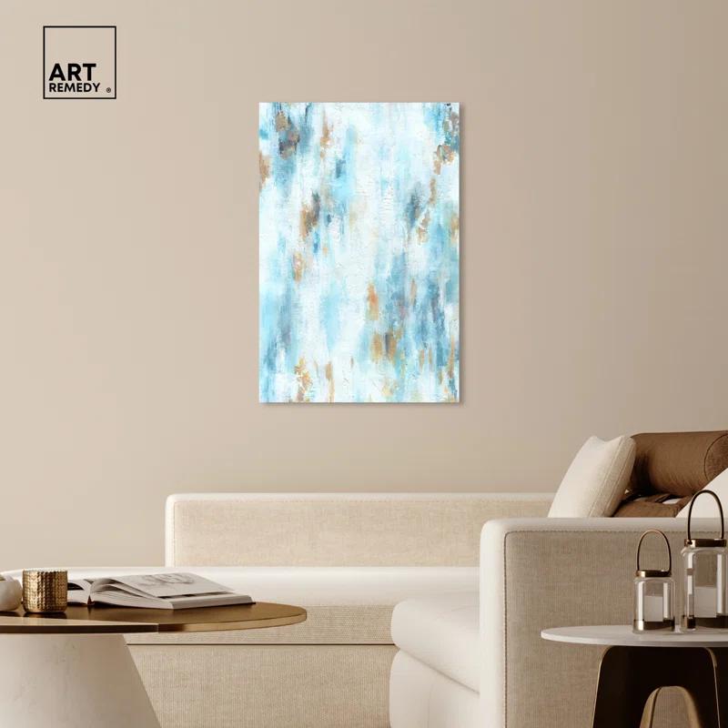 Art Remedy Art Remedy Textured Shades Framed Blue Abstract 1 Piece Canvas Wall Art 57567