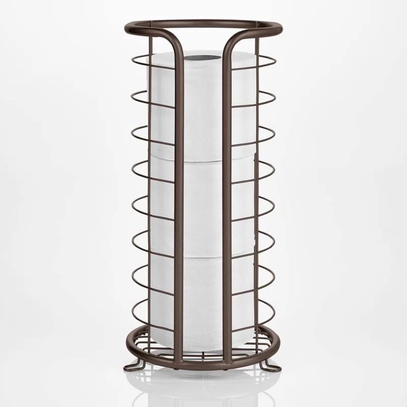 mDesign 5UYG90 mDesign Metal Toilet Paper Holder Stand, Freestanding 3 Roll Reserve
