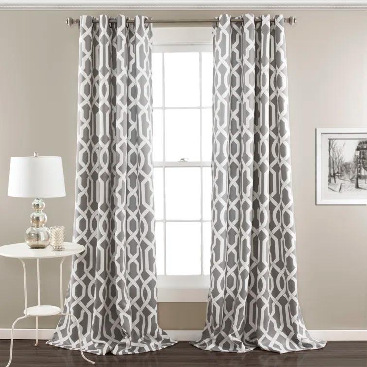 Lush Decor Edward Trellis Polyester Room Darkening Curtain Pair (Set of 2)