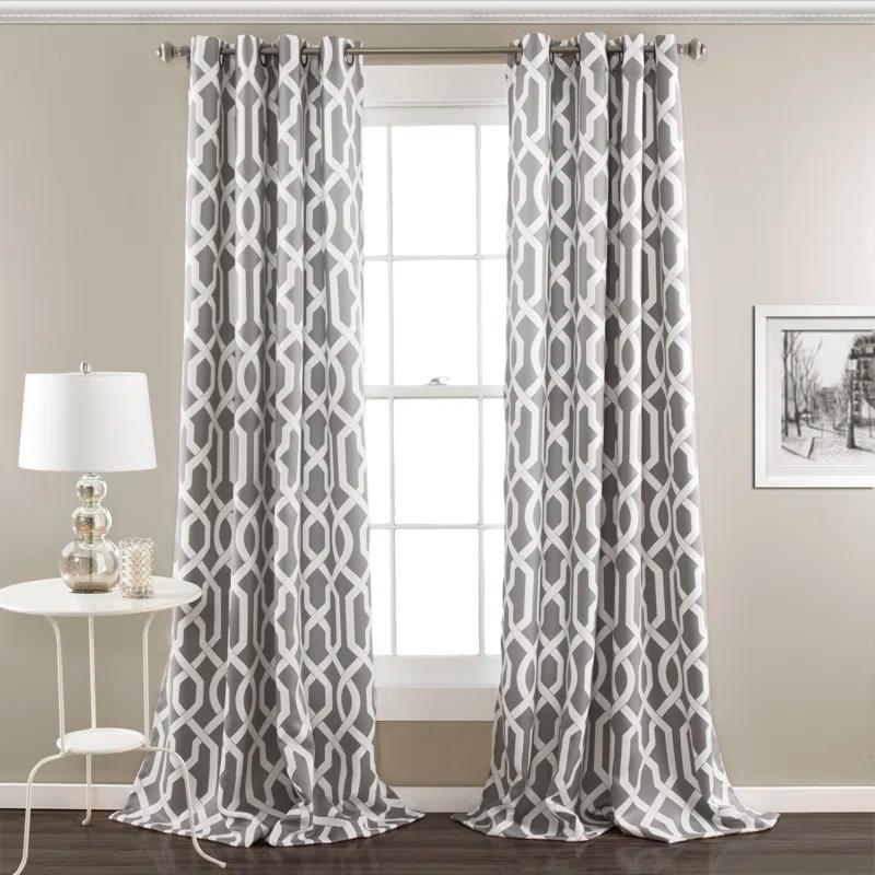 Lush Decor Edward Trellis Polyester Room Darkening Curtain Pair (Set of 2)